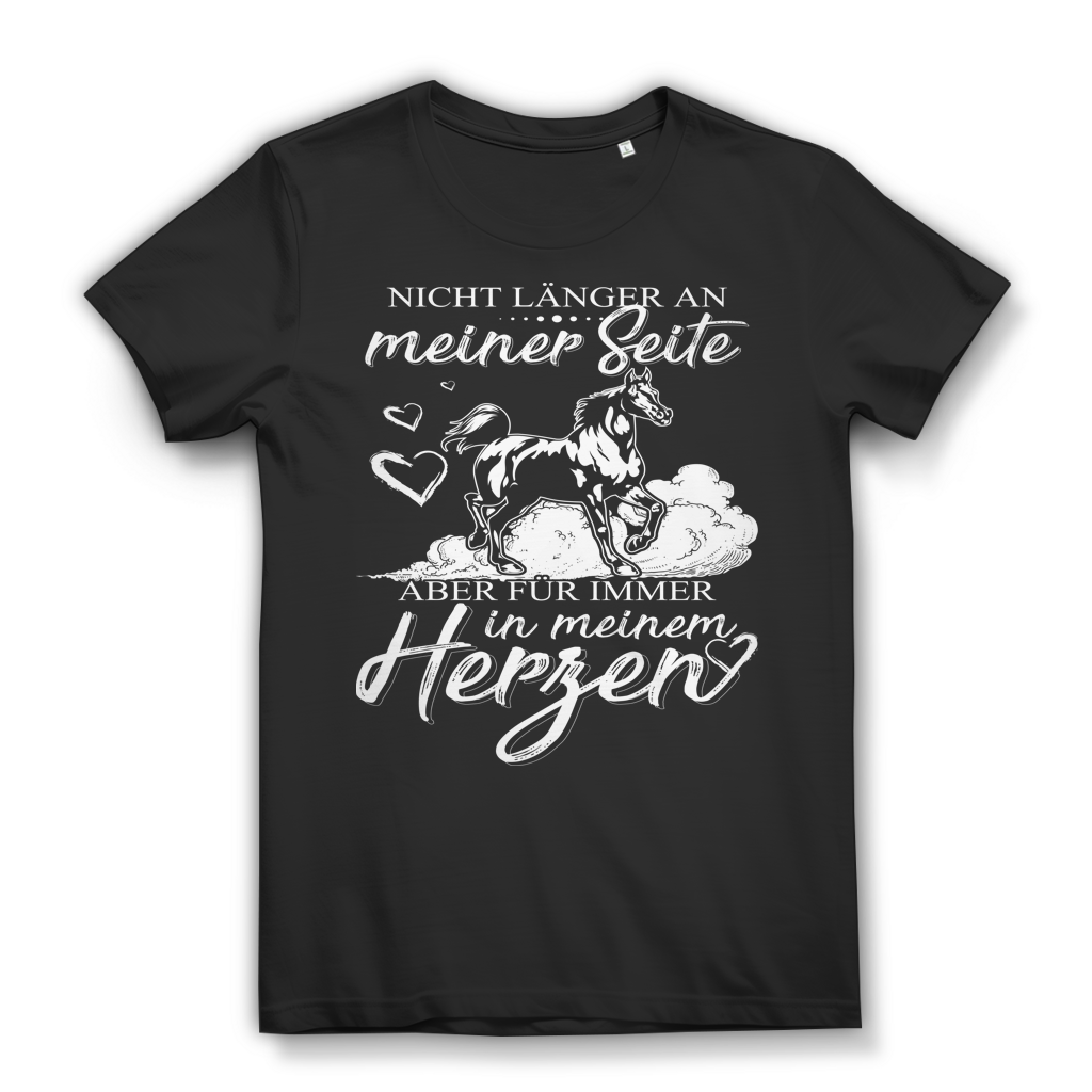 Gedenk T-Shirt Damen – Mein Pferd für immer im Herzen – Trauer Reiterin Black