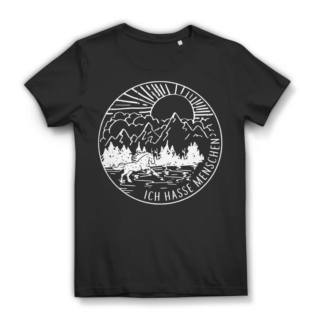 Ich hasse Menschen Pferd Shirt Damen – Statement T-Shirt für Reiterinnen Black