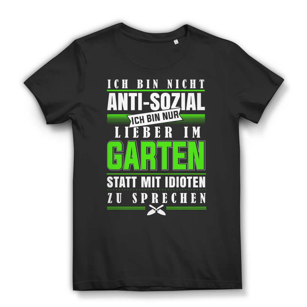 Anti Sozial Garten Shirt Damen – Lieber im Garten als mit Idioten reden Black