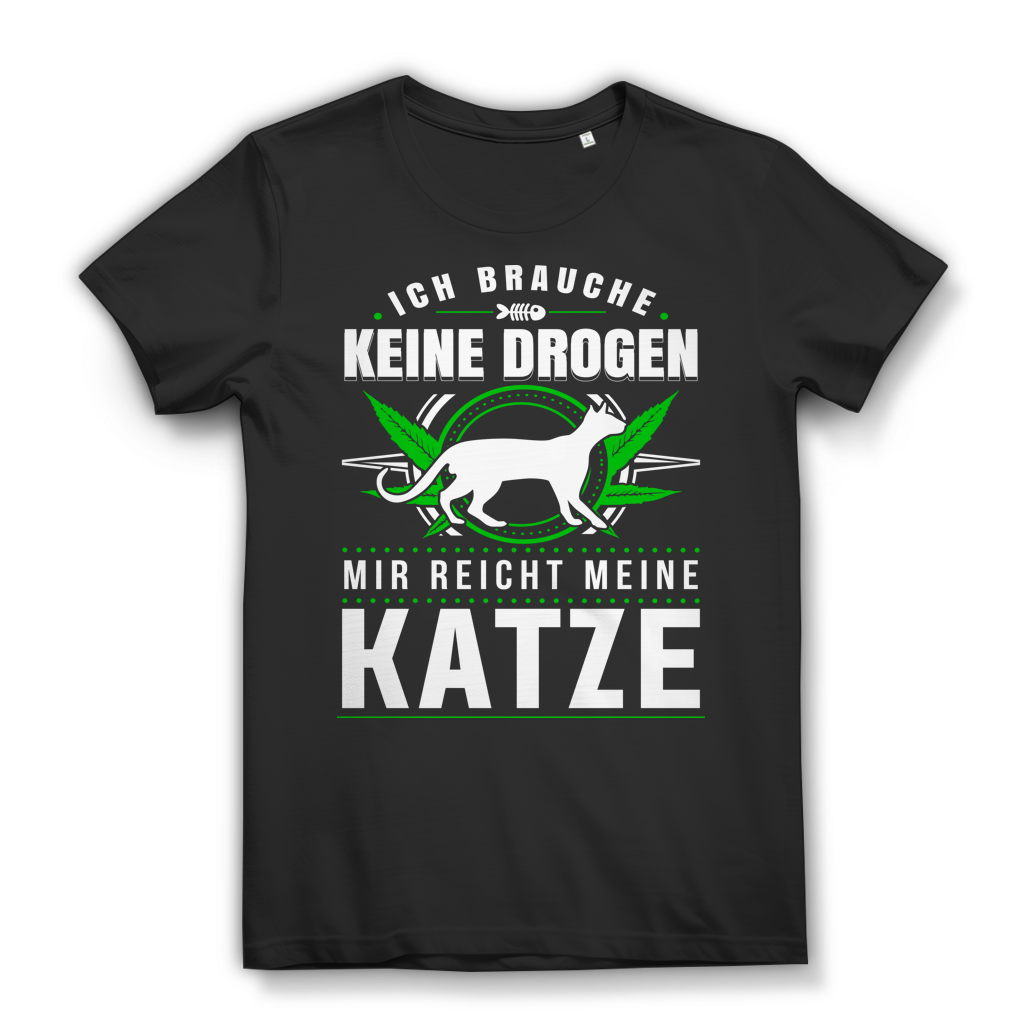 Katzen Damen Shirt – Mir reicht meine Katze Anti Drogen Statement Katzenmama Black