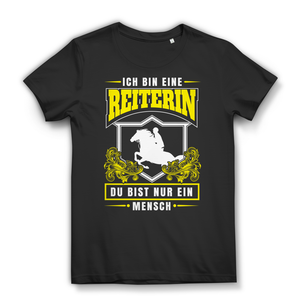 Reiterin Funshirt Frauen – Stolze Pferdeliebhaberin Spruch auf Bio Baumwolle Black