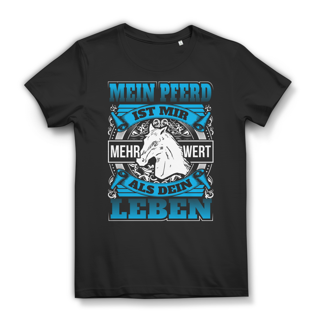 Lustiges Stallshirt für Pferdefans – Mein Pferd zählt mehr als dein Leben Black
