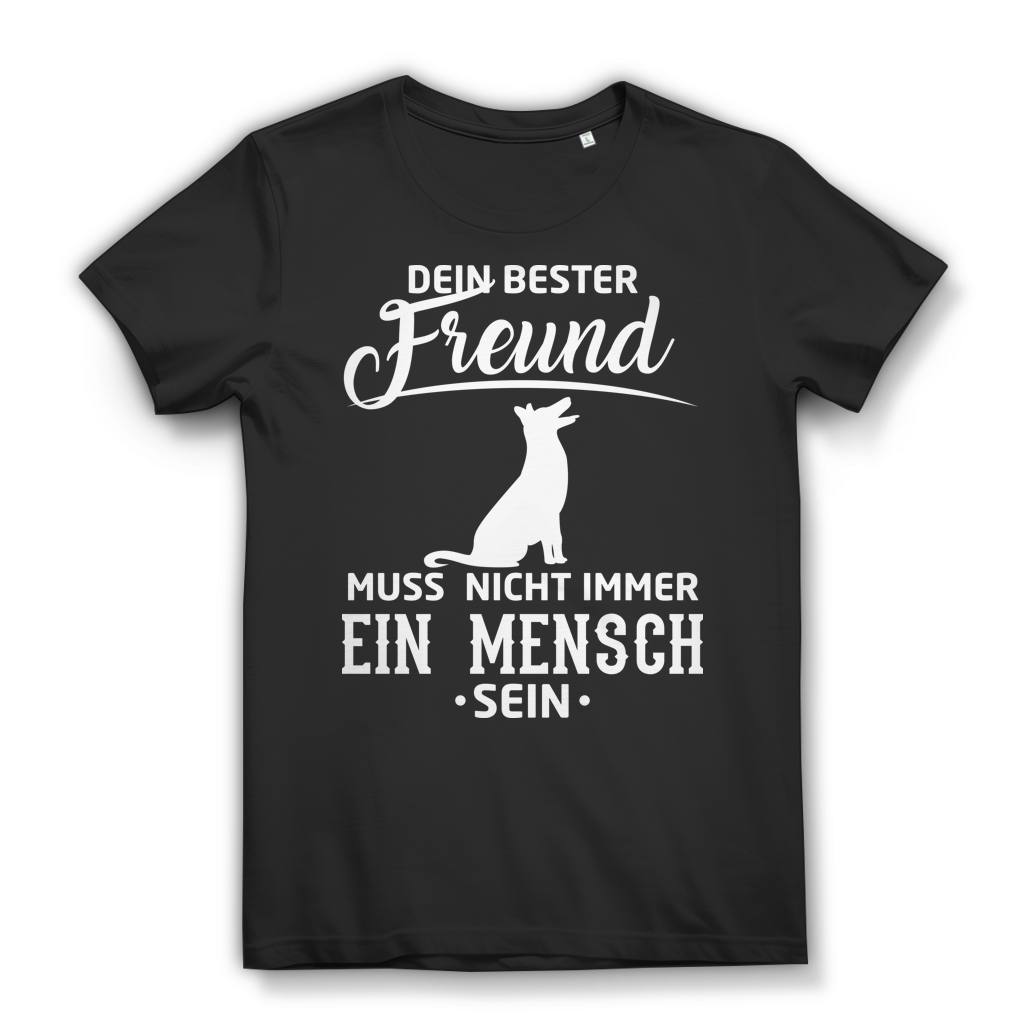 Lustiges Hunde T-Shirt Frauen – Wahre Freundschaft hat vier Pfoten Design Black