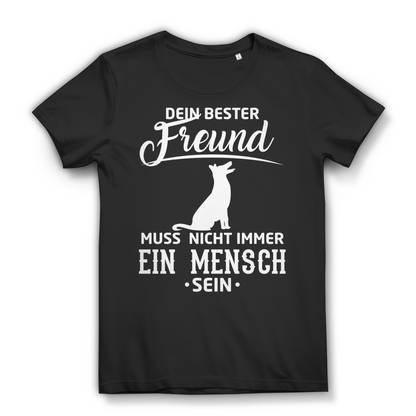 Lustiges Hunde T-Shirt Frauen – Wahre Freundschaft hat vier Pfoten Design Black