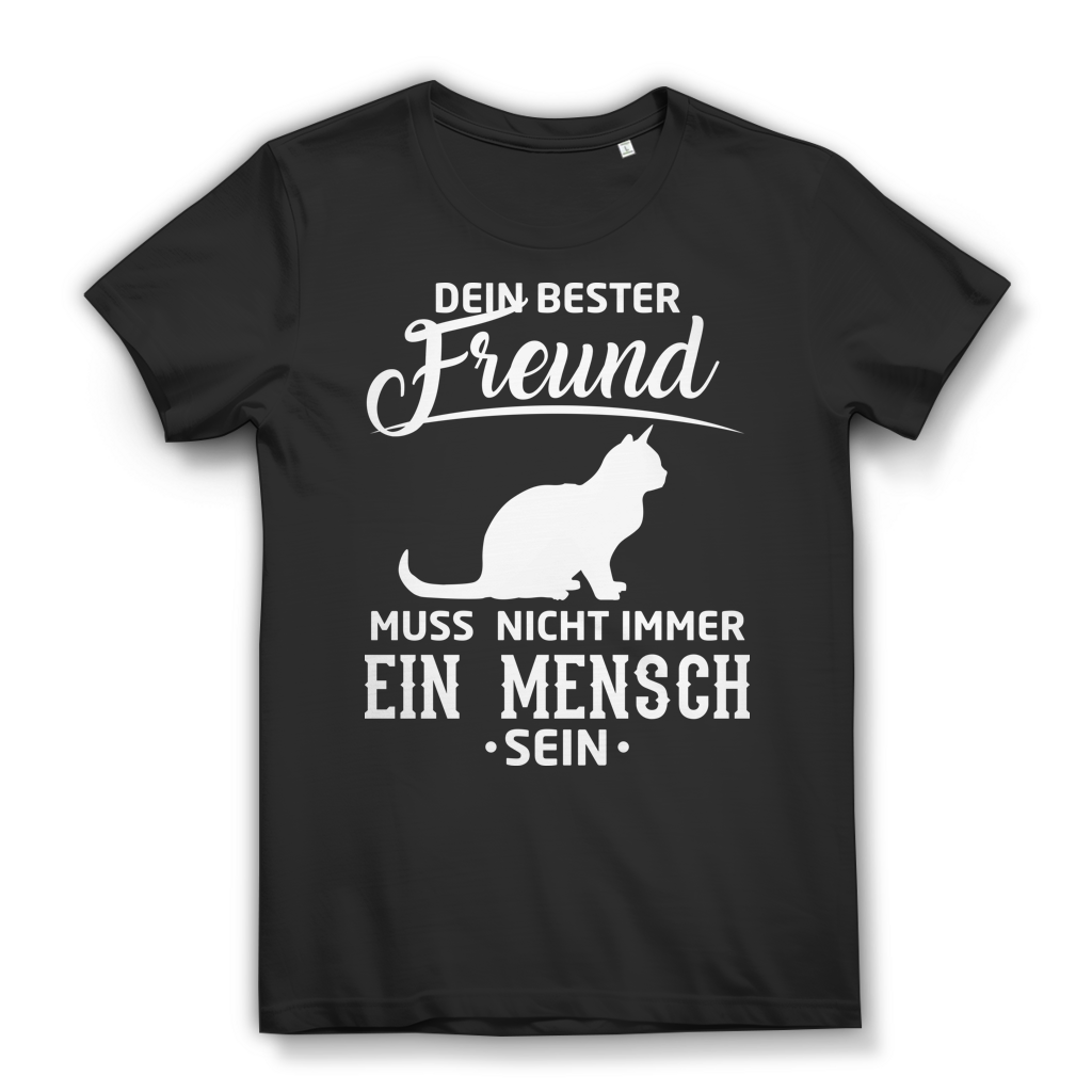 Katzenliebhaberinnen Shirt Damen – Dein bester Freund muss kein Mensch sein Black