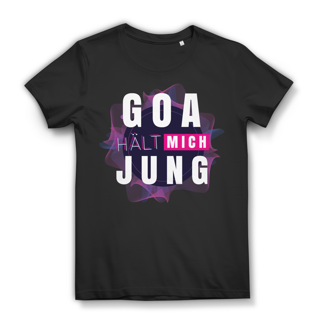 Goa Shirt Damen – Psytrance hält mich jung – Festival Design für Raverinnen Black