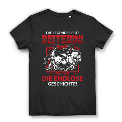 Reiterin T-Shirt Damen – Die Legende lebt – Pferdeliebe für echte Pferdefans Black