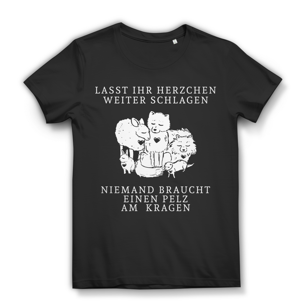 Tierschutz Statement Shirt Damen – Lasst ihr Herzchen weiter schlagen Bio Tee Black
