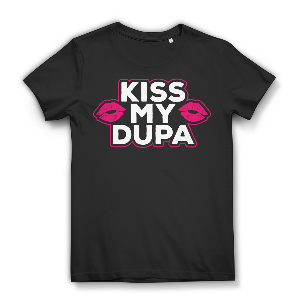 Kiss my Dupa Shirt Damen – Freches polnisches T-Shirt für selbstbewusste Frauen Black