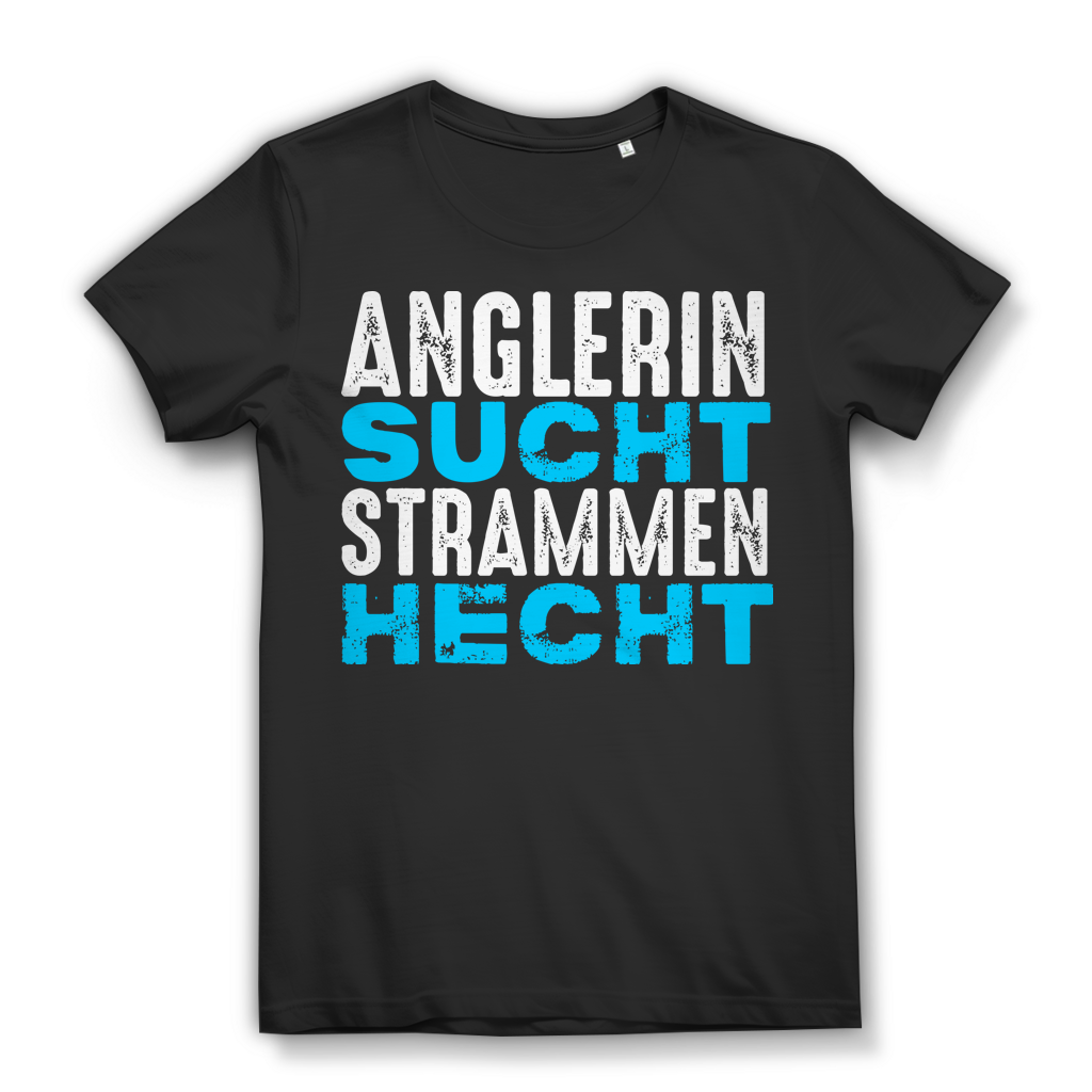 Anglerin sucht strammen Hecht Shirt Damen – Lustiges Angel T-Shirt mit Spruch Black