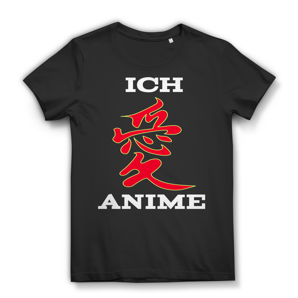 Anime T-Shirt Damen – Ich liebe Anime Japan Kanji – Geschenk für Anime Fans Black