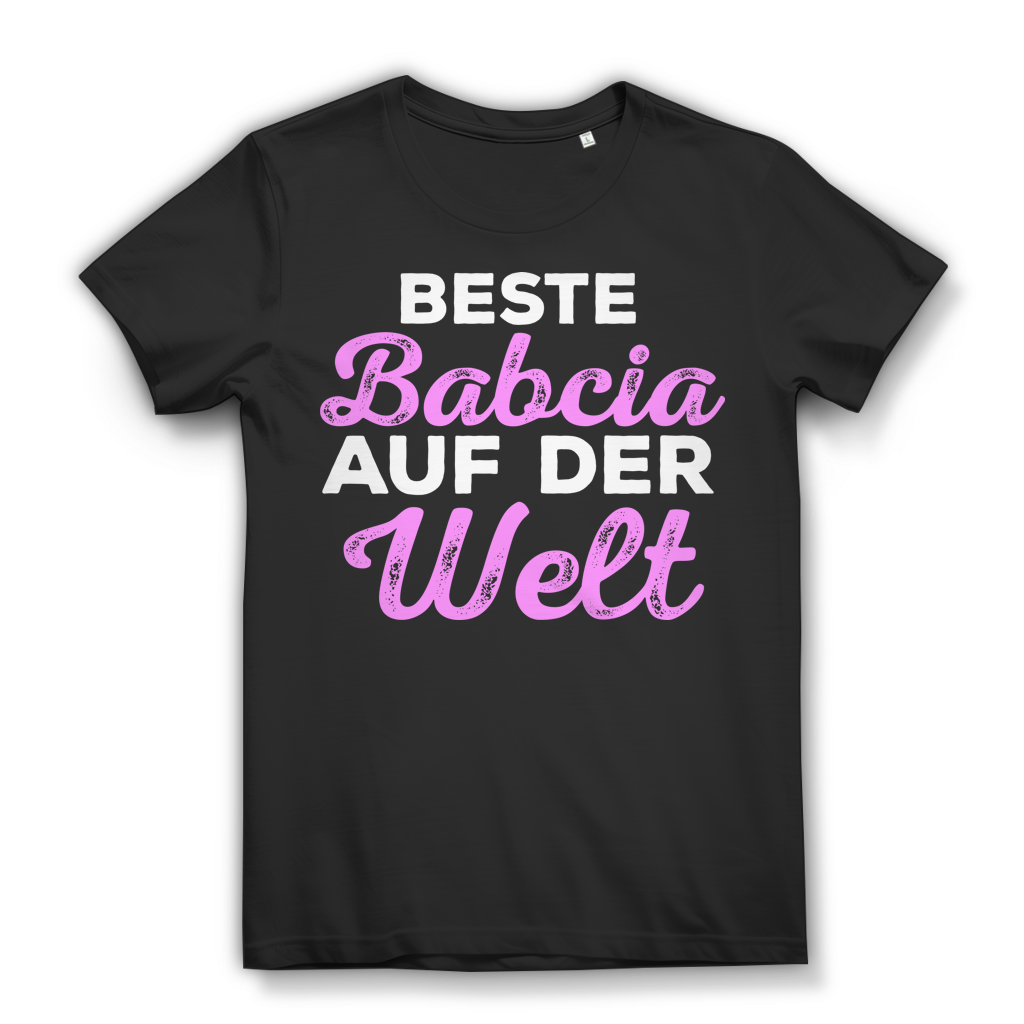 Beste Babcia auf der Welt Shirt – Geschenk für polnische Oma mit Herz Black