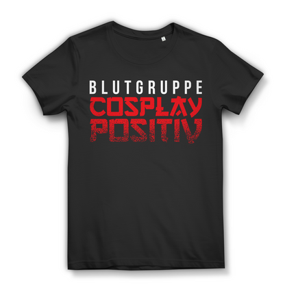 Damen T-Shirt Blutgruppe Cosplay Positiv Anime Convention Shirt Black