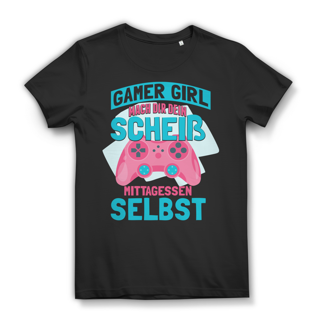Gamer Girl T-Shirt Damen – Gaming statt Kochen – Statement Funshirt Frauen Black