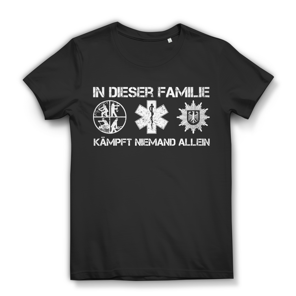 Feuerwehr Polizei Rettung THW Shirt Damen – Einsatzkräfte Zusammenhalt T-Shirt Black