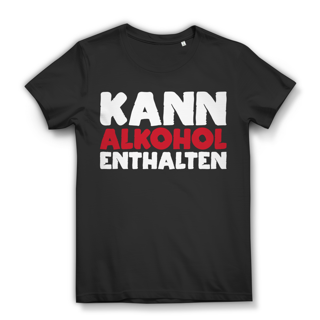 Damen T-Shirt Kann Alkohol enthalten Funshirt Bio Baumwolle Black