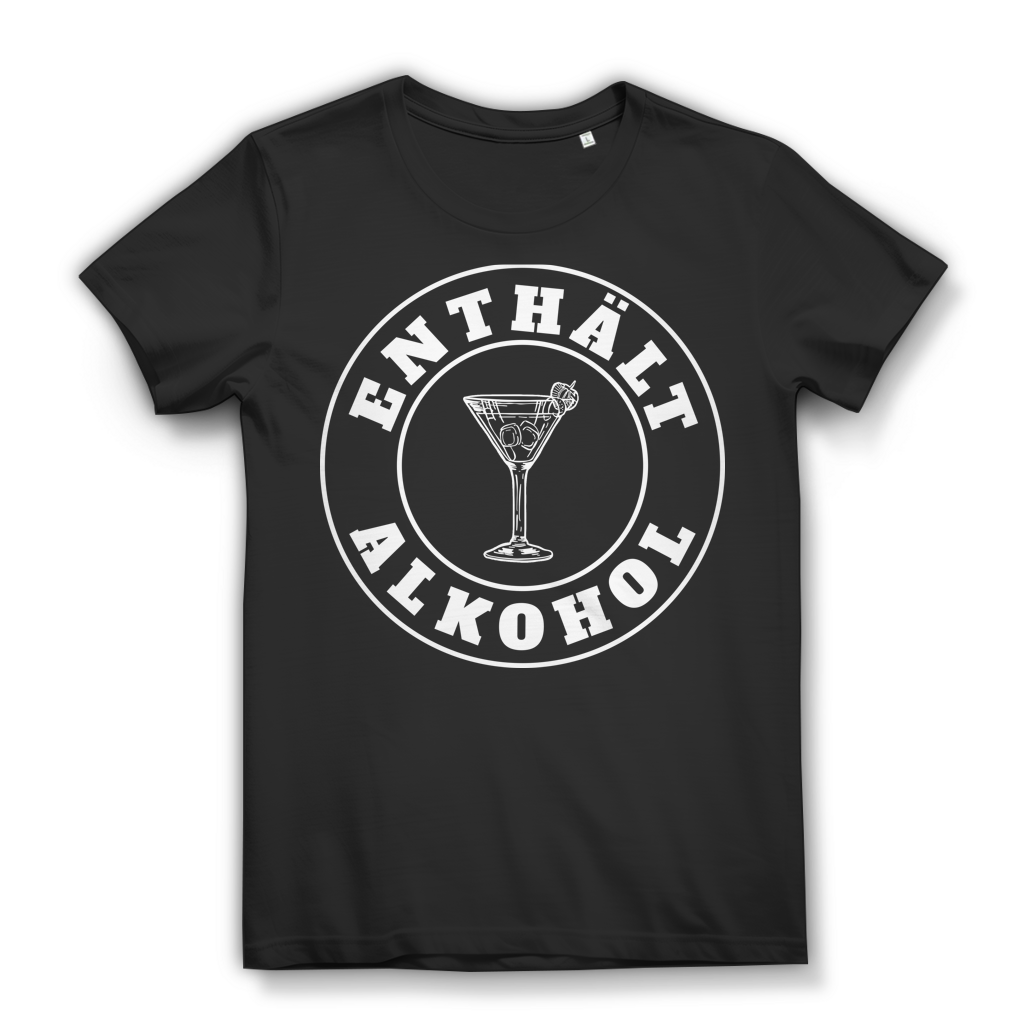 Warnung Enthält Alkohol – Damen Funshirt mit Glas Motiv für Feiern &amp; Club Black