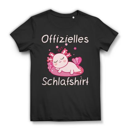 Offizielles Schlafshirt Axolotl Damen T Shirt Schlafanzug Geschenk Frauen süß Black