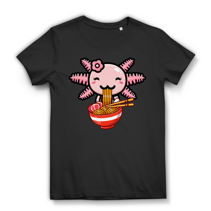Axolotl Ramen T Shirt Damen Kawaii Anime Nudelshirt Geschenk süßes Frauen Motiv Black