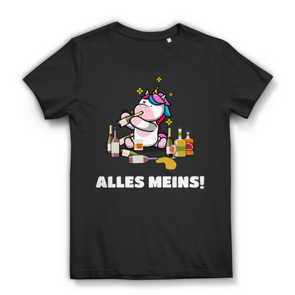 Alles meins Einhorn Shirt Damen lustiges Alkohol Geschenk Partymotiv Mädels Black