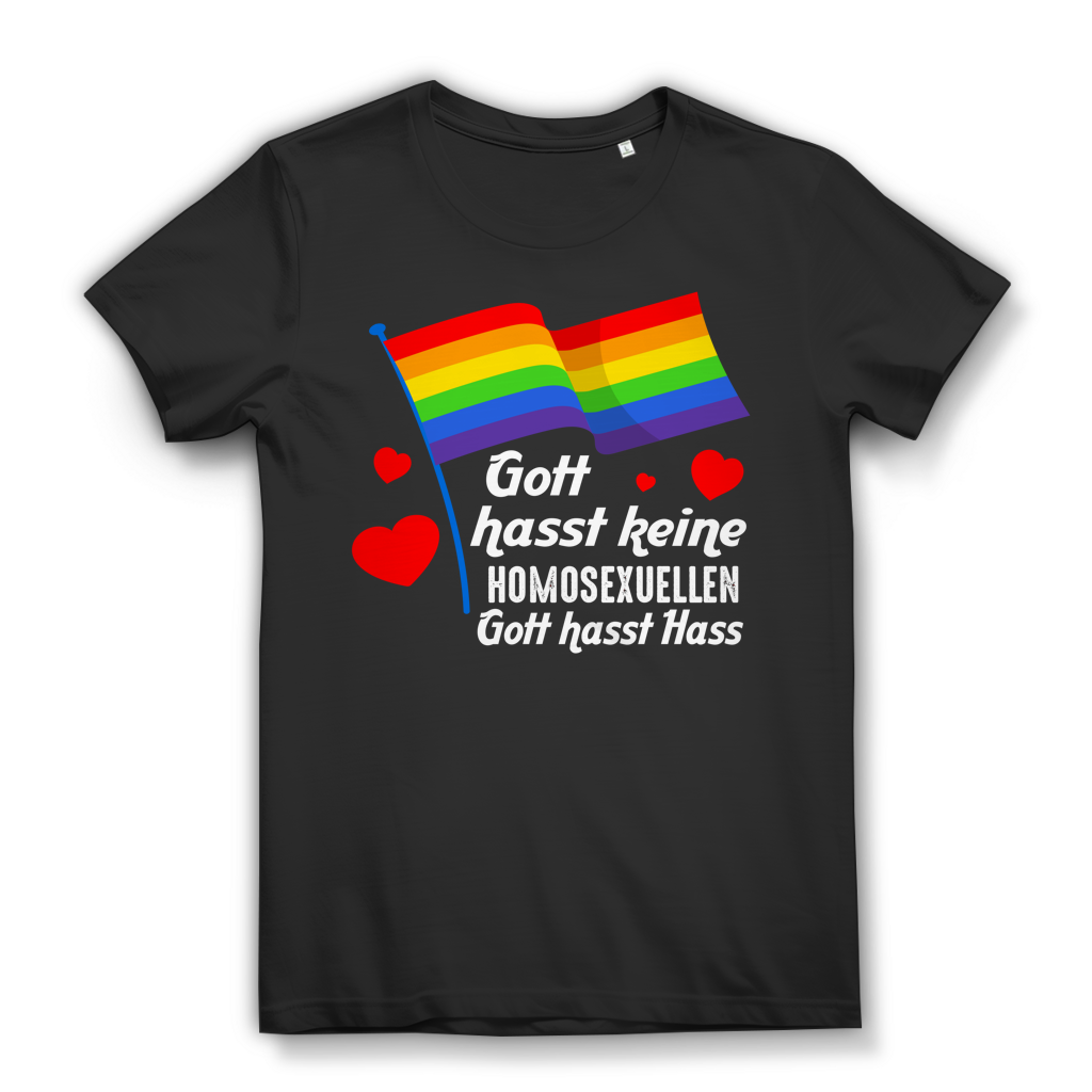 Gott hasst keine Homosexuellen Damen Shirt Regenbogen Pride LGBT Liebe Toleranz Black