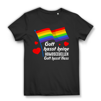 Gott hasst keine Homosexuellen Damen Shirt Regenbogen Pride LGBT Liebe Toleranz Black