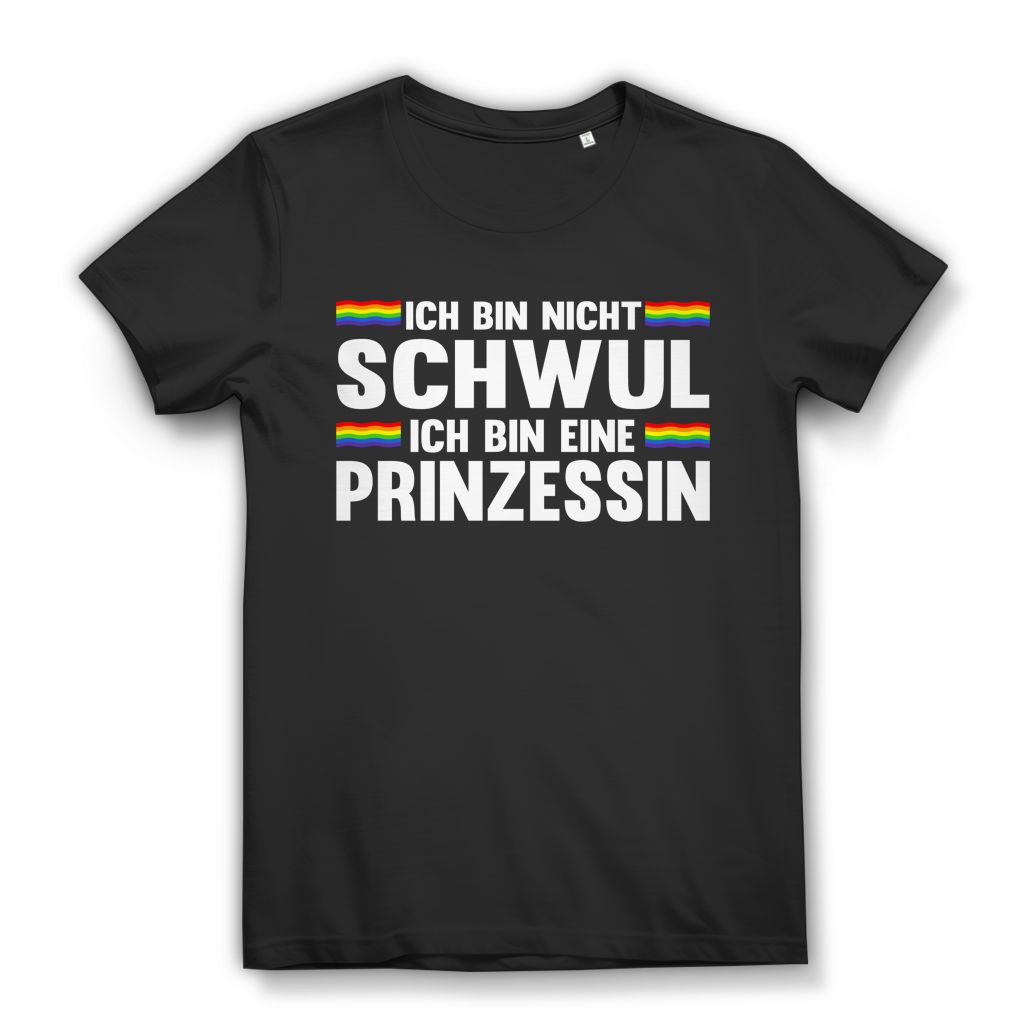 Queer Damen Shirt bin eine Prinzessin nicht schwul LGBTQ Pride Regenbogen CSD Black