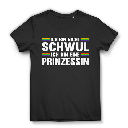 Queer Damen Shirt bin eine Prinzessin nicht schwul LGBTQ Pride Regenbogen CSD Black