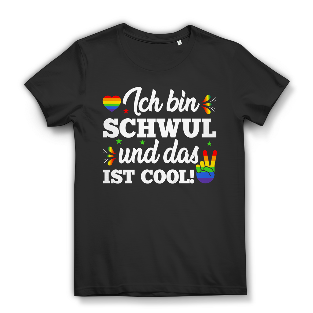 Ich bin schwul und das ist cool Shirt Damen LGBTQ Regenbogen Pride CSD Statement Black
