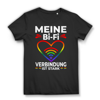 Bi Pride Damen Shirt Meine Bi-Fi Verbindung LGBTQ Regenbogen WLAN Spruch Black