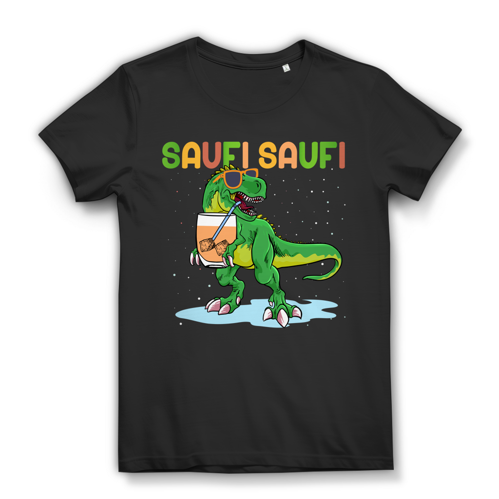 Saufi Saufi Shirt Damen Dinosaurier Fun Cocktail T-Shirt Frauen Party Festival Black