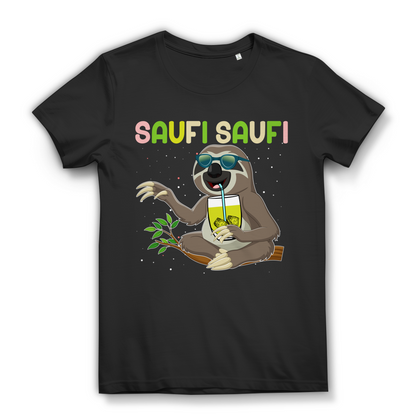 Saufi Saufi Damen T-Shirt Faultier Party Funshirt Frauen Trinken Lustiges Shirt Black