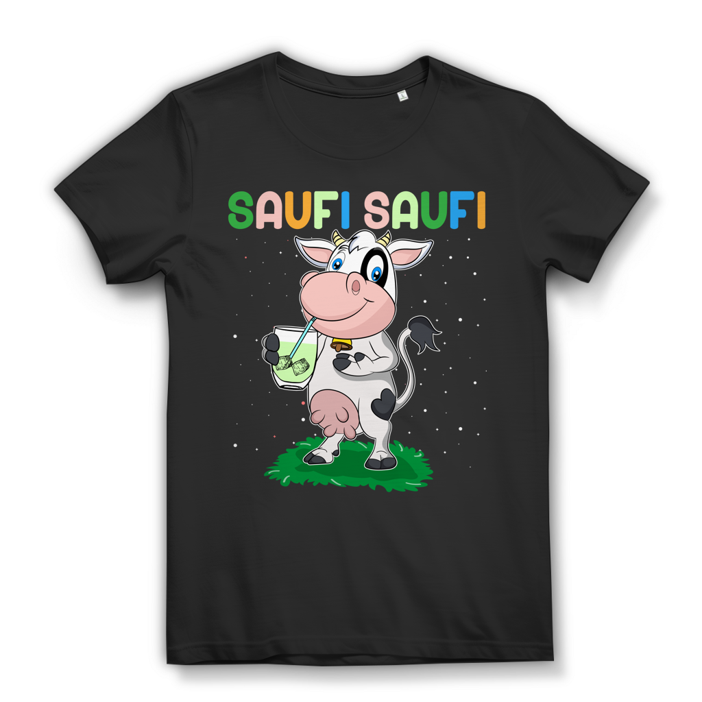 Frauen T-Shirt Saufi Saufi Kuh lustiges Party Funshirt Cocktail Muh Kuh Shirt Black