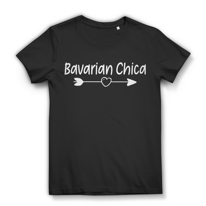 Bavarian Chica Shirt Damen Bayrisch Oktoberfest Tracht Herz Pfeil Motiv Black