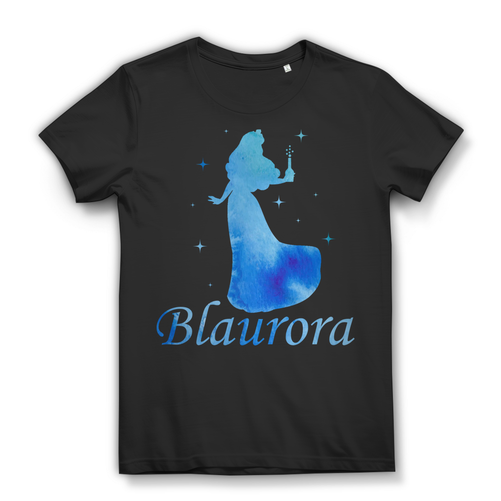 Blaurora Damen T-Shirt – lustige Dornröschen Parodie mit Suffflasche Bio Shirt Black