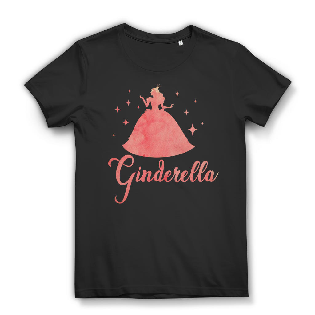 Ginderella T-Shirt Damen – Lustiger Gin Spruch mit Prinzessin für Party Queens Black