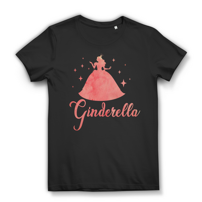 Ginderella T-Shirt Damen – Lustiger Gin Spruch mit Prinzessin für Party Queens Black