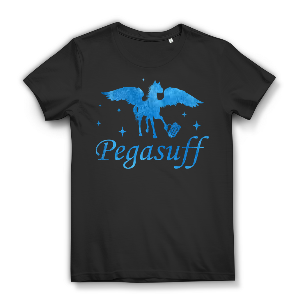 Pegasuff Shirt Damen – Lustiges Pegasus Design mit Bierkrug und Suffwitz Black