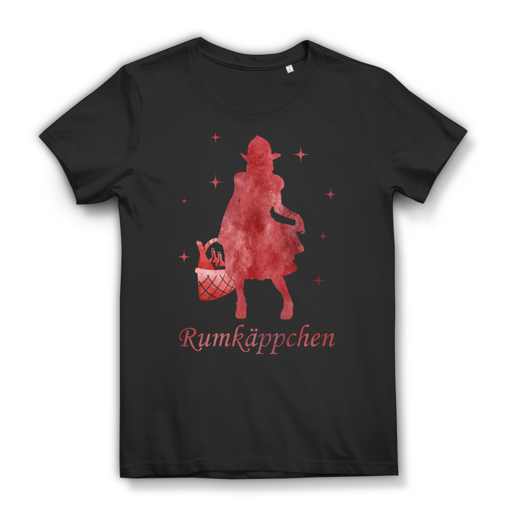 Rumkäppchen T-Shirt Damen – Lustiger Suff Spruch im Rotkäppchen Design Black
