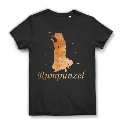 Alkohol Shirt Frauen – Rumpunzel Motiv mit Prinzessin und Cocktail Glas Black