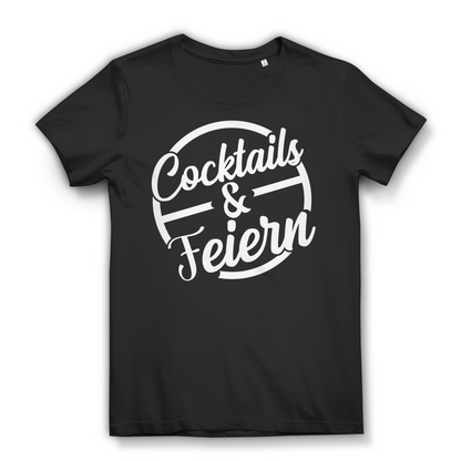 Damen T-Shirt mit Aufdruck Cocktails &amp; Feiern – Party Outfit Sommerlook Black