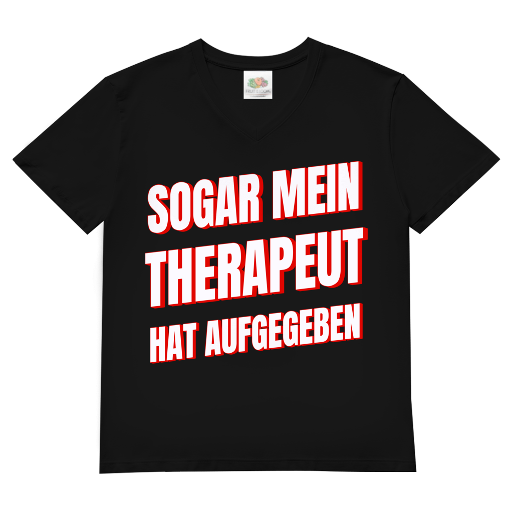 Sogar mein Therapeut hat aufgegeben - Herren V-Neck T-Shirt Black