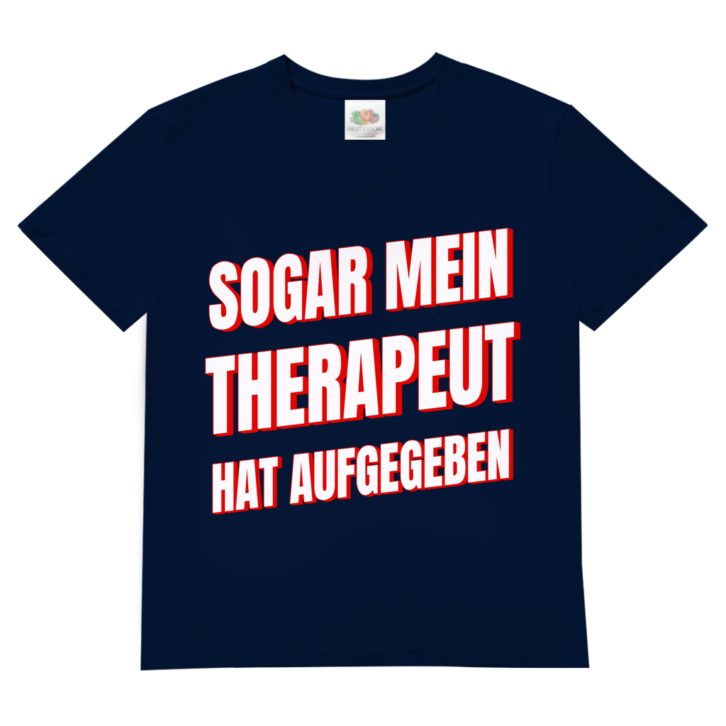 Sogar mein Therapeut hat aufgegeben - Herren V-Neck T-Shirt Navy