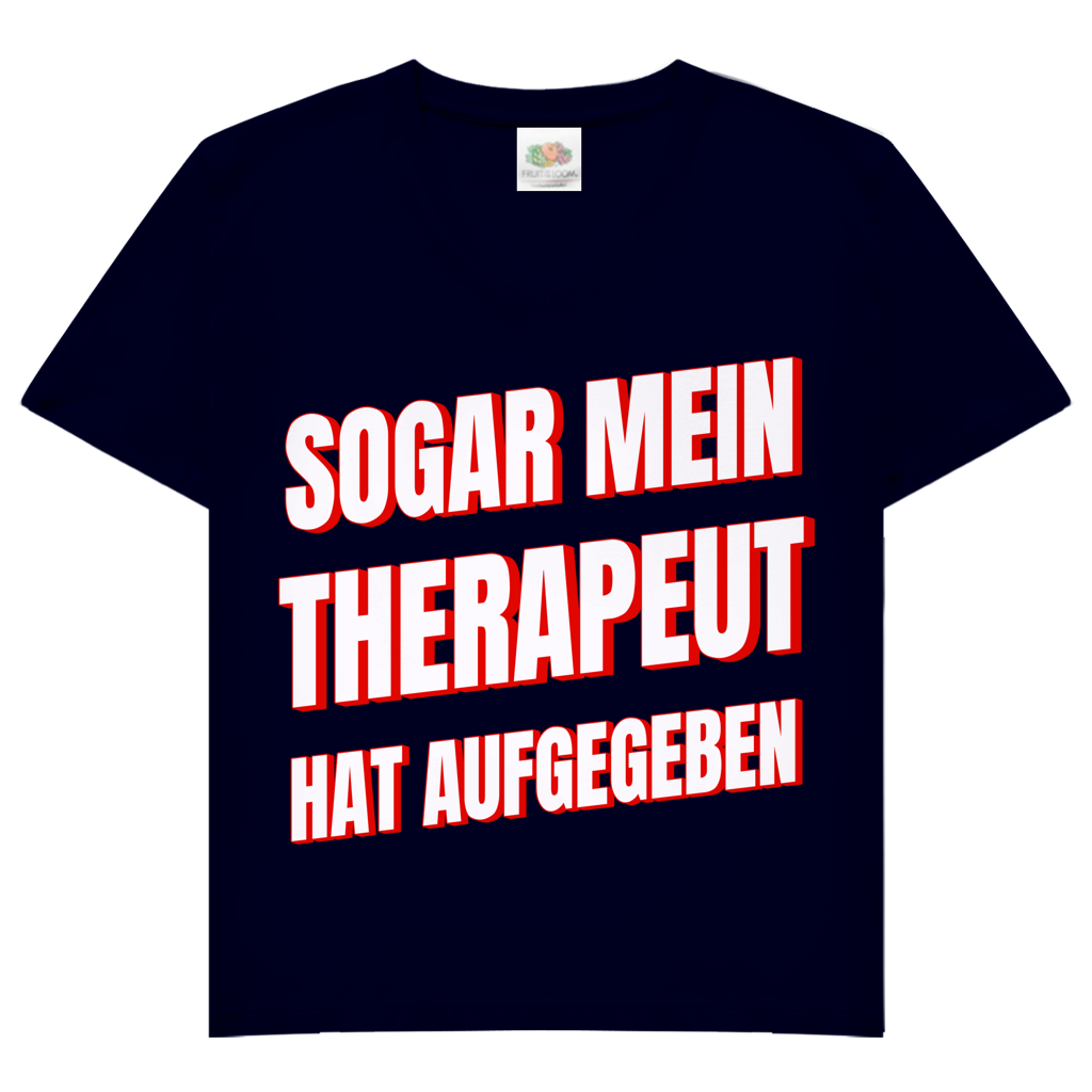 Sogar mein Therapeut hat aufgegeben - Damen V-Neck T-Shirt Deep Navy