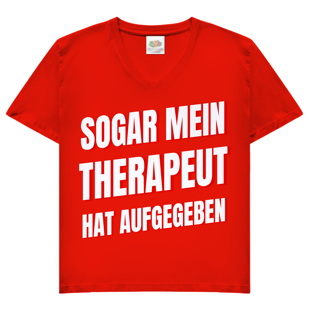 Sogar mein Therapeut hat aufgegeben - Damen V-Neck T-Shirt Red