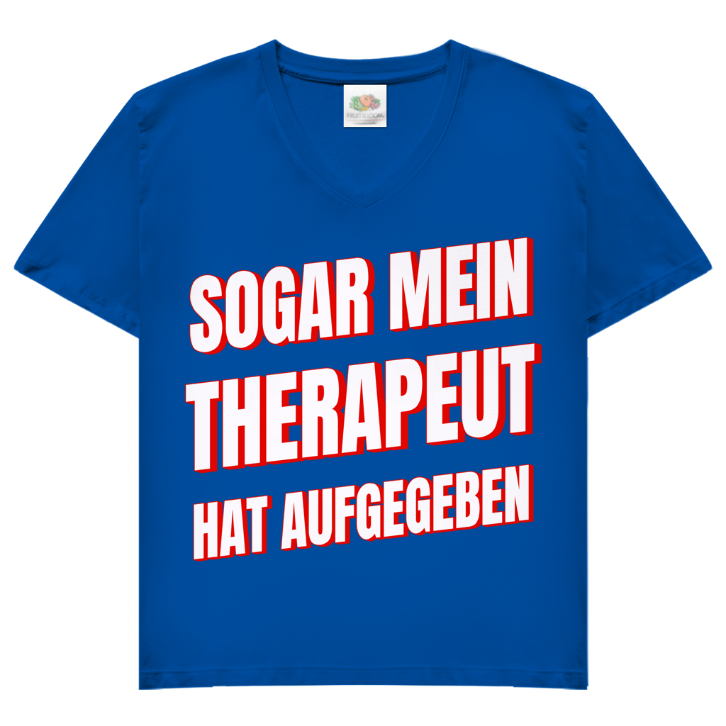 Sogar mein Therapeut hat aufgegeben - Damen V-Neck T-Shirt Royal Blue