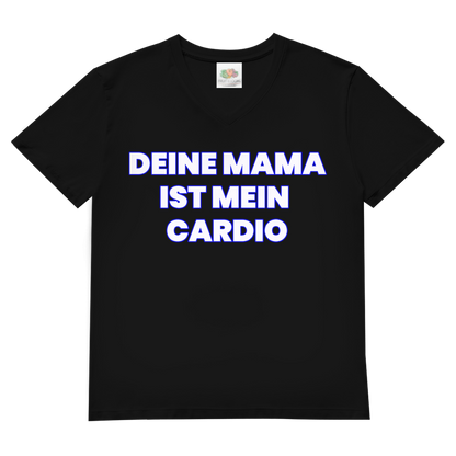 Deine Mama ist mein Cardio – Herren V-Neck T-Shirt Black