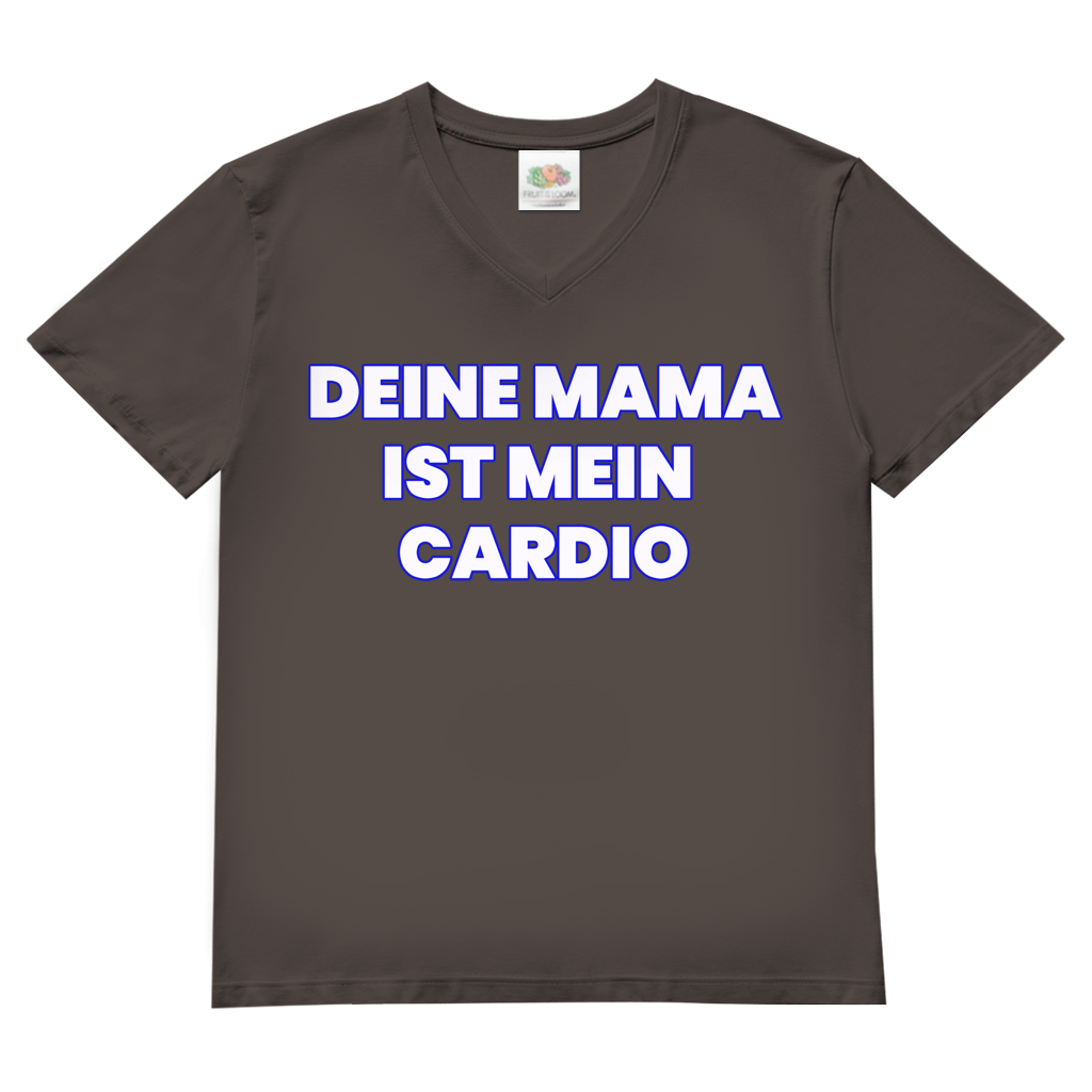 Deine Mama ist mein Cardio – Herren V-Neck T-Shirt Light Graphite Solid