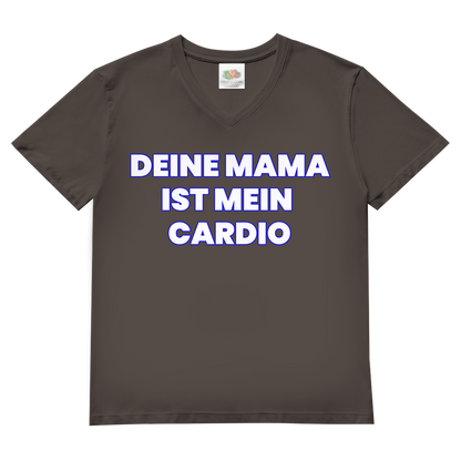 Deine Mama ist mein Cardio – Herren V-Neck T-Shirt Light Graphite Solid