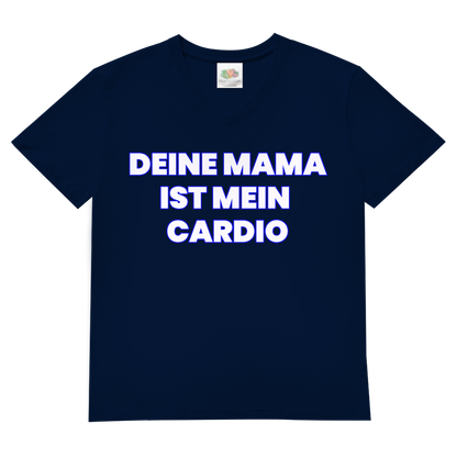Deine Mama ist mein Cardio – Herren V-Neck T-Shirt Navy